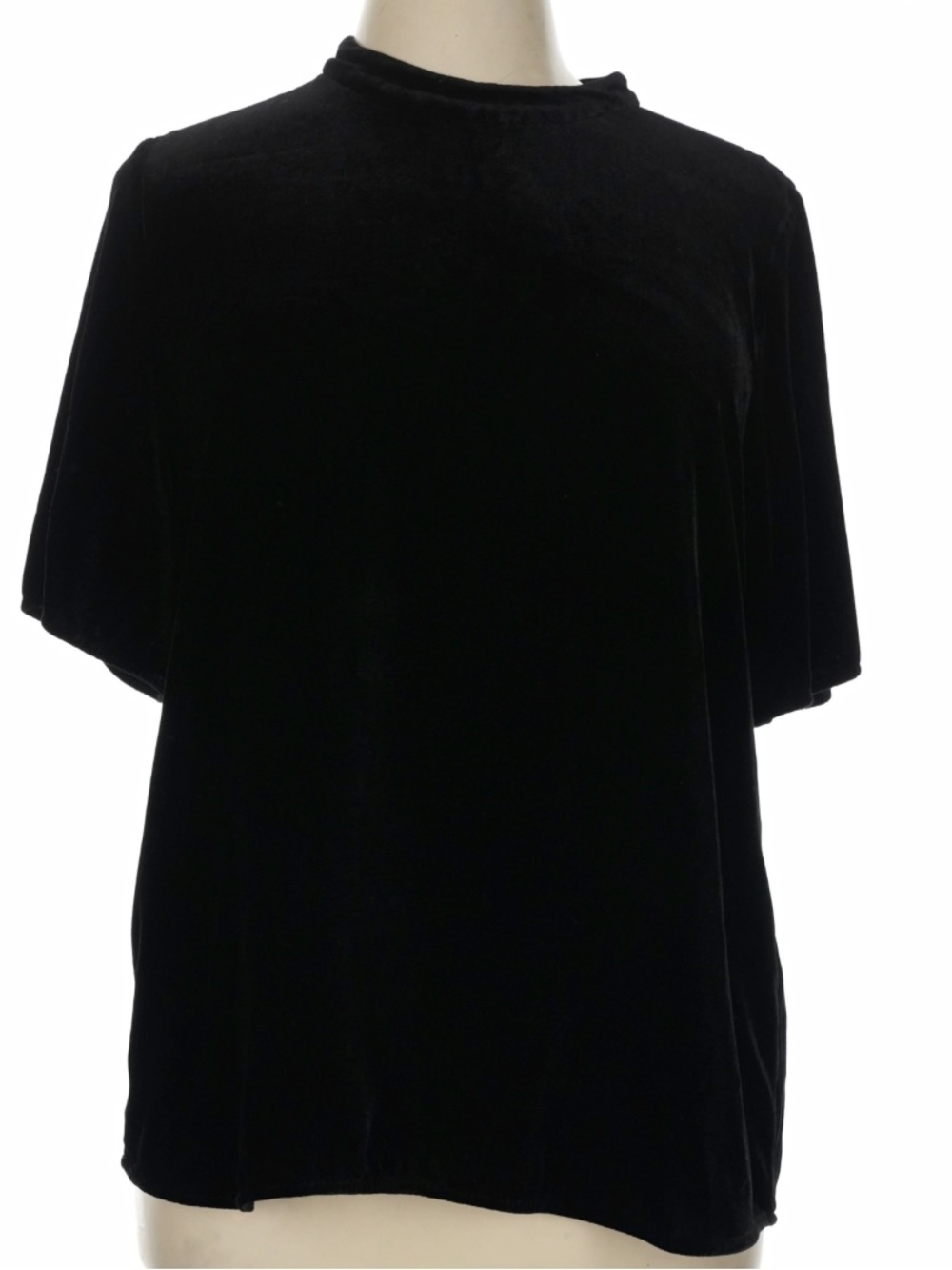 Eileen Fisher Black mock neck linen Short Sleeve Tee